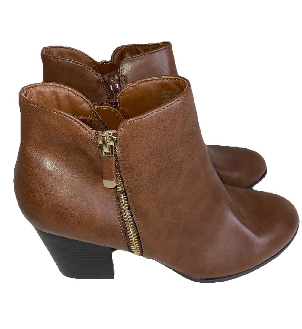 Style & Co. Womens' Masrinaa Zipper Suede Booties Cognac Sz 10M